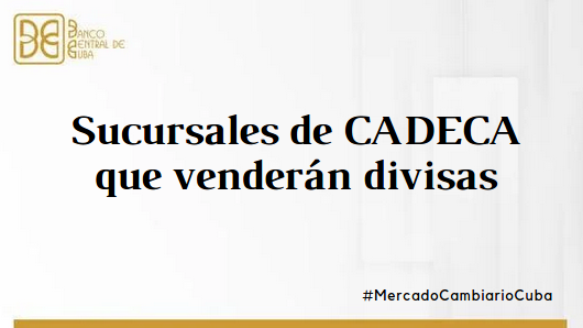 Imagen relacionada con la noticia :Sucursales de CADECA que venderán divisas a partir de este 23 de agosto